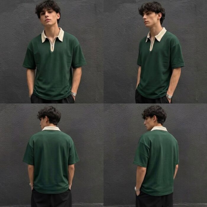 Oversized Half Zip Polo T-Shirt